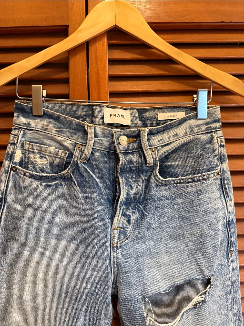 Frame Denim Le Original Women's Distressed Light Blue Jeans 24